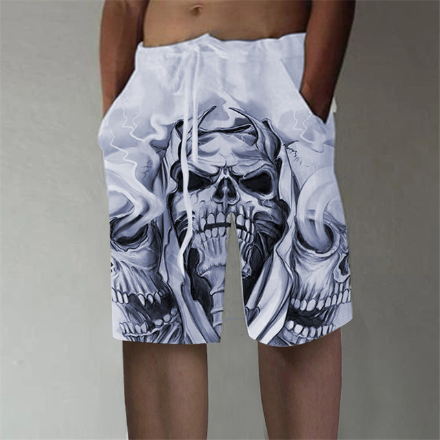  Herre Hodeskaller Grafiske trykk Shorts Sommershorts Strandshorts Medium Midje Designer Stilfull Avslappet / Sportslig Sport & Utendørs Daglig Elastisk midje Rett ben Designer Klær