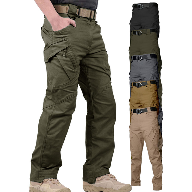  męskie spodnie robocze turystyczne spodnie cargo spodnie taktyczne 9 kieszeni wojskowy lato outdoor ripstop wodoodporny szybkie wysychanie wiele kieszeni spodnie cargo ciemnobrązowy czarny khaki zielony szary camping/turystyka