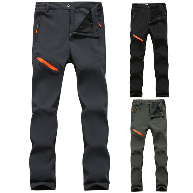  Men's Hiking Pants Trousers Fleece Lined Pants Softshell Pants Winter Outdoor Thermal Warm Windproof Breathable Water Resistant Pants / Trousers Bottoms Elastic Waist Zipper Pocket Army Green Grey