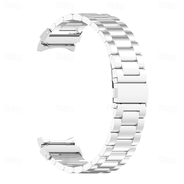  Watch Band for Samsung Galaxy Watch 7/6/5/4  40/44mm, Watch 5 Pro 45mm, Watch 6 Classic 43/47mm, Watch 4 Classic 42/46mm Stainless Steel Genuine Leather Replacement  Strap Metal Clasp Link Bracelet