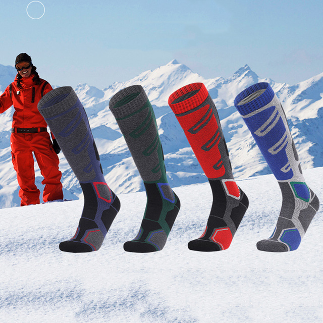  Men's Hiking Socks Ski Socks Sports Socks Winter Outdoor Thermal Warm Windproof Breathable Soft Socks Dark blue gray Color blue gray green grey for Hunting Ski / Snowboard Fishing