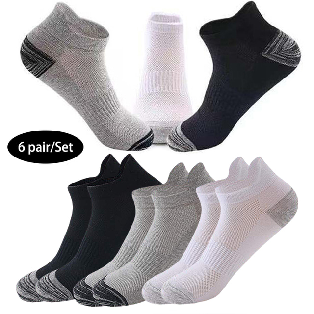  Men's 6 Pairs Socks Ankle Socks Running Socks Black White Color Cotton Solid Colored Casual Daily Sports Medium Spring, Fall, Winter, Summer Fashion Comfort