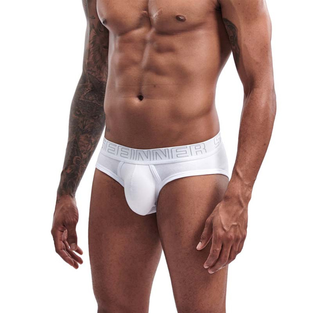  Men's 1pack Basic Panties Briefs Print Cotton Antibacterial Leak Proof Letter Mid Waist Black White