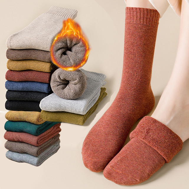  5 paires de chaussettes chaudes - chaussettes chaudes d'hiver pour femmes/hommes, chaussettes unisexes super douces, chaussettes confortables en tricot épais cadeaux