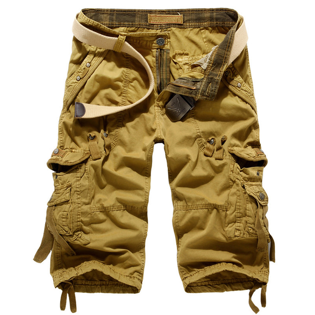  Herr Cargo-shorts caprishorts Capribyxor Vandringsshorts Flera fickor Slät Komfort Andningsfunktion Vadlängd Ledigt Dagligen Streetwear Bomullsblandning Sport Mode ArmyGreen Vin Microelastisk