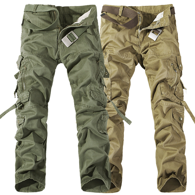  Men's Tactical Cargo Pants Work Pants Multi Pocket Straight Leg Solid Color Full Length 100% Cotton Vintage Tactical Black Grey Micro-elastic