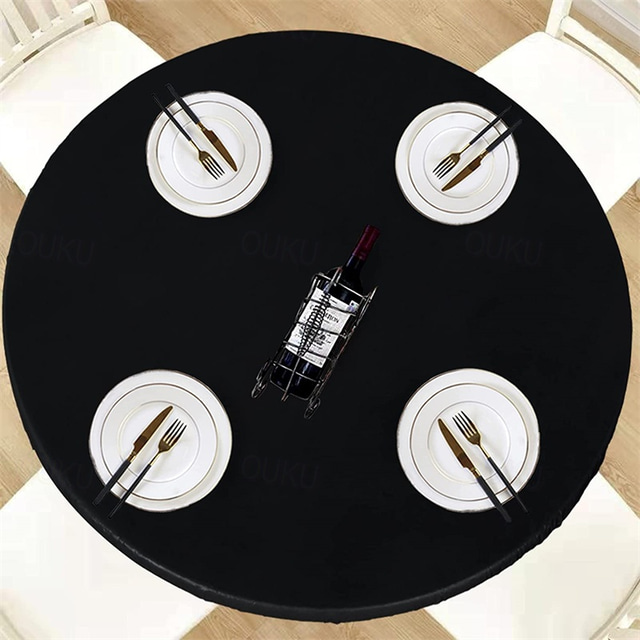  Scandinavisch tafelkleed buiten rond elastisch tafelkleed waterdicht en oliebestendig pvc-tafelkleed voor keukendiner, feest, vakantie, buffet