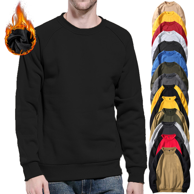  Men's Sweatshirt Black & Yellow Yellow & Black Red & Black Green Black Round Neck Solid Color Casual Daily Holiday Streetwear Casual Winter Fall Clothing Apparel Hoodies Sweatshirts  Long Sleeve
