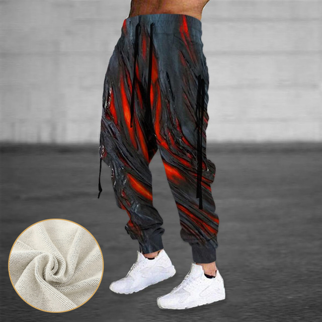  Men's Sweatpants Joggers Trousers Drawstring Elastic Waist Ribbon Graphic Prints Comfort Breathable Sports Outdoor Casual Daily Cotton Blend Terry Streetwear Designer Red Blue Micro-elastic