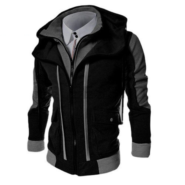  Men's Hoodie Zip Up Hoodie Sweat Jacket Black Light Grey Dark Gray Hooded Color Block Going out Cool Essential Winter Fall Clothing Apparel Hoodies Sweatshirts  Long Sleeve