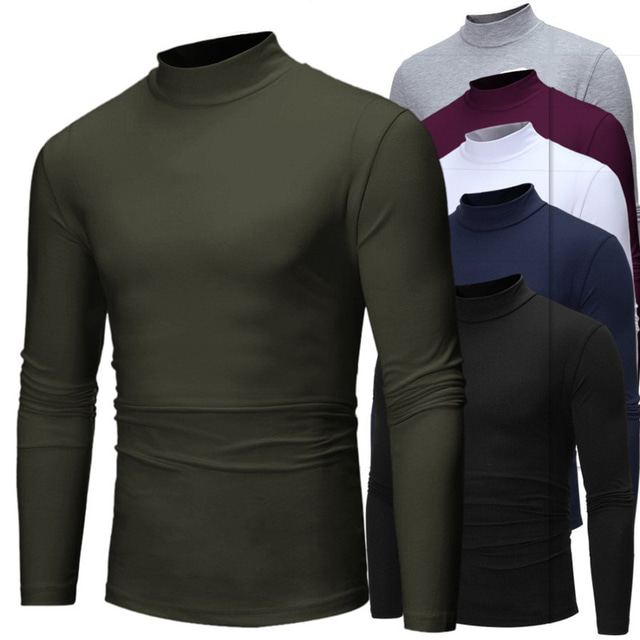  Men's Tee Long Sleeve Shirt Turtleneck Going out Long Sleeve Clothing Apparel