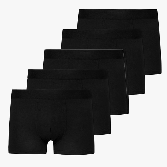  Men's 5 Pack Boxer Briefs Underwear Basic Panties Boxers Underwear 95% Cotton Breathable Soft Pure Color Mid Waist Black Navy Blue