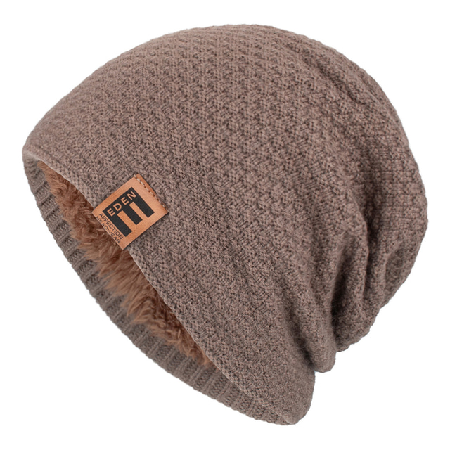  Men's Hat Beanie / Slouchy Beanie Hat Winter Hats Cap Knit Cuffed Outdoor clothing Casual Daily Knitted Fleece Plain Warm Black