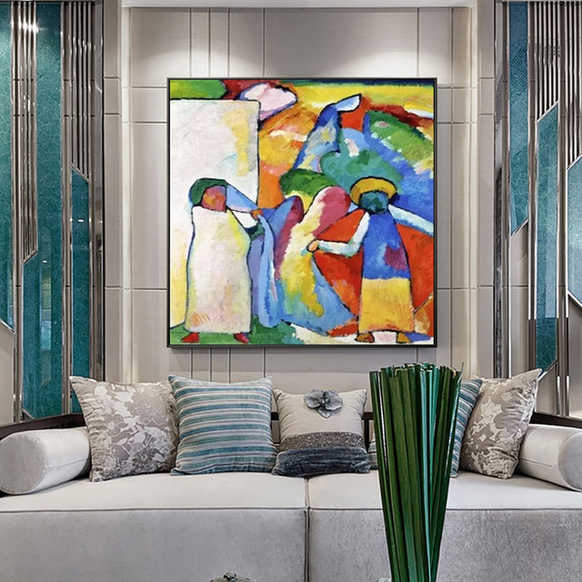  Peinture à l'huile faite à la main toile art mural décoration célèbre wassily kandinsky abstrait pour la décoration intérieure roulé sans cadre peinture non étirée