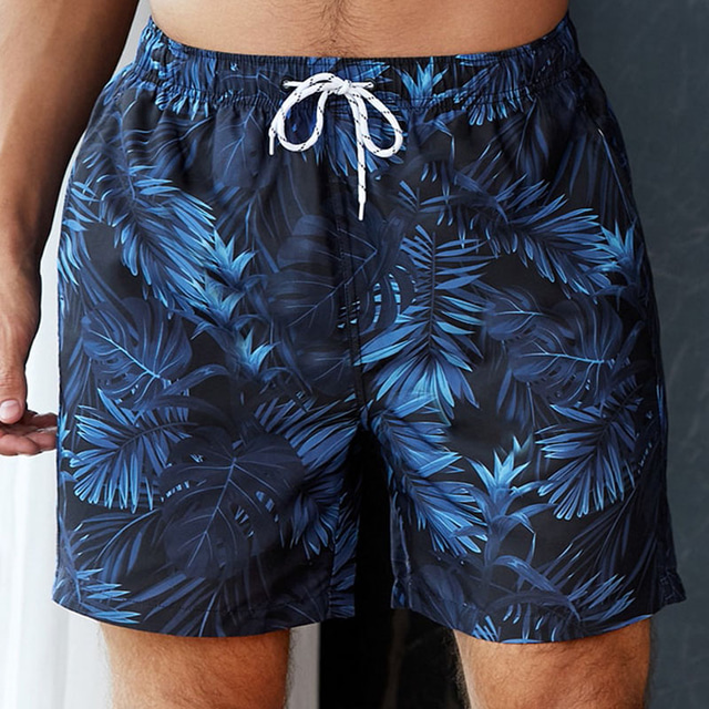  Herr Badshorts Bermudashorts Boardshorts Beach Shorts Snörning Elastisk midja 3D-utskrift Grafisk Kokosnötsträd Andningsfunktion Mjuk Kort Ledigt Dagligen Helgdag Boho Streetwear Purpur Mörkblå
