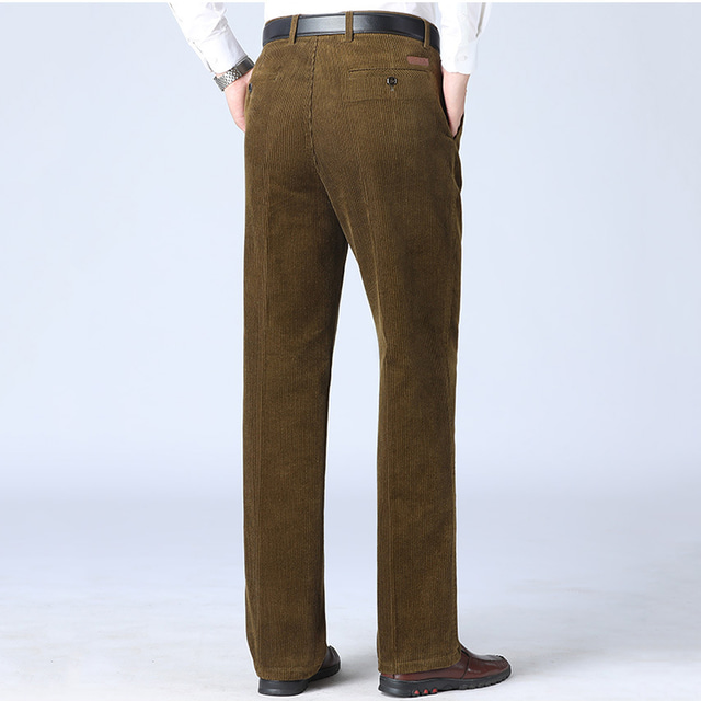  Homme pantalon de costume Pantalon en Velours Côtelé Pantalons d'hiver Pantalon Poche Jambe droite Plein Confort Chaud Mariage Bureau Entreprise Vêtement de rue Décontractées Noir bleu marine