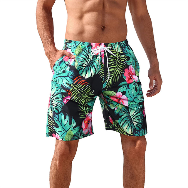  Bărbați Pantaloni Scurți de Înot Boxeri înot Bermude Pantaloni Scurti Pantaloni scurți de plajă Cordon Talie elastică Imprimare 3D Grafic Plante Respirabil Uscare rapidă Scurt Casual Zilnic Concediu