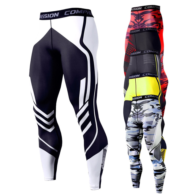  Men's Running Tights Leggings Compression Pants 3D Print Base Layer Athletic Athleisure Winter Breathable Quick Dry Soft Fitness Gym Workout Basketball Sportswear Activewear Long pants KC170 Long
