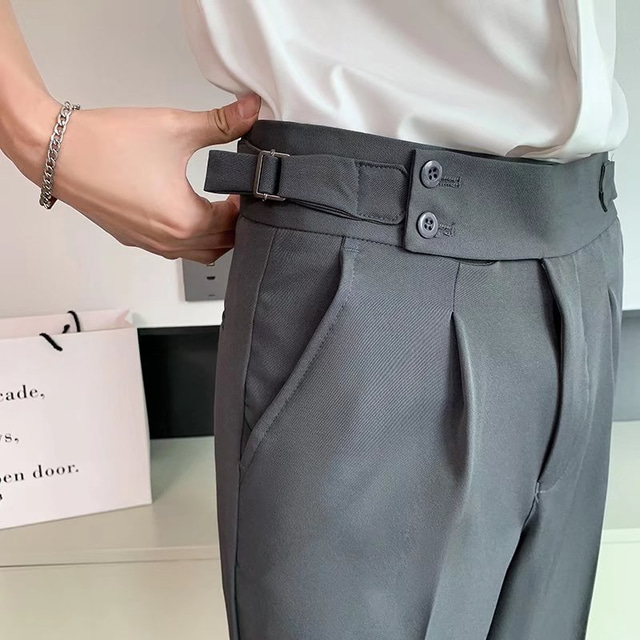  Hombre Graduación pantalones de traje Pantalones Pantalones plisados Pantalones de traje Bolsillo Alto aumento Plano Comodidad Transpirable Hasta el Tobillo Oficina Negocio Casual Elegante Vintage