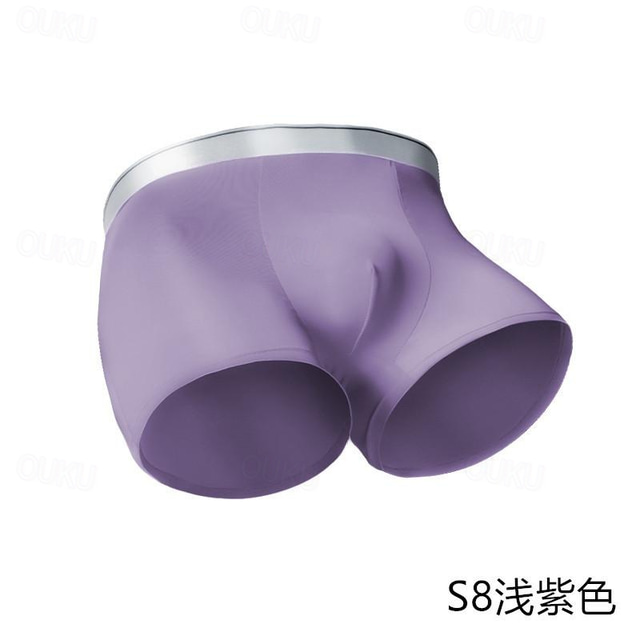  Men's 1PC Boxer Briefs Underwear Basic Ice Silk Solid / Plain Color s10 S8