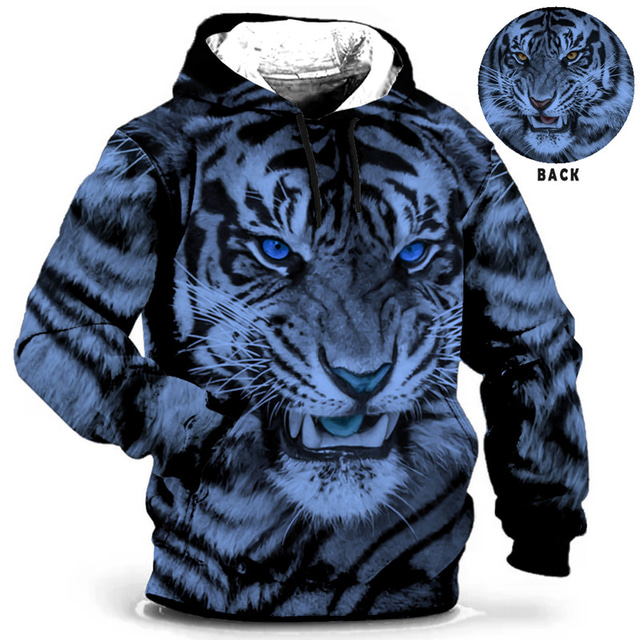  Per uomo Plus Size Felpa con cappuccio pullover Grande e alto Animali Con cappuccio Tasche Manica lunga Primavera & Autunno Di tendenza Streetwear Essenziale Comodo Ufficio Da tutti i giorni Top