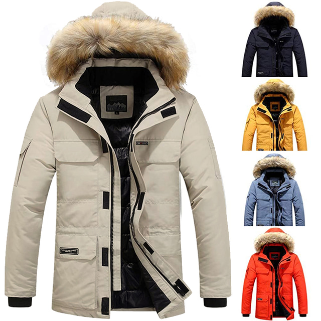  jachetă căptușită de iarnă pentru bărbați jachetă pufă caldă haină cu glugă din blană jachetă militară din lână jachetă ocazională matlasată jachetă de transpirație îngroșată îmbrăcăminte exterioară ușoară cu mânecă lungă parka rezistentă la vânt trenci p