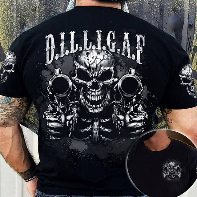  Men's Graphic Skulls T shirt Tee Short Sleeve T shirt 3D Print Crew Neck Shirt Vintage Fashion Designer Outdoor Casual Daily Black Spring & Summer Clothing Apparel S M L XL 2XL 3XL