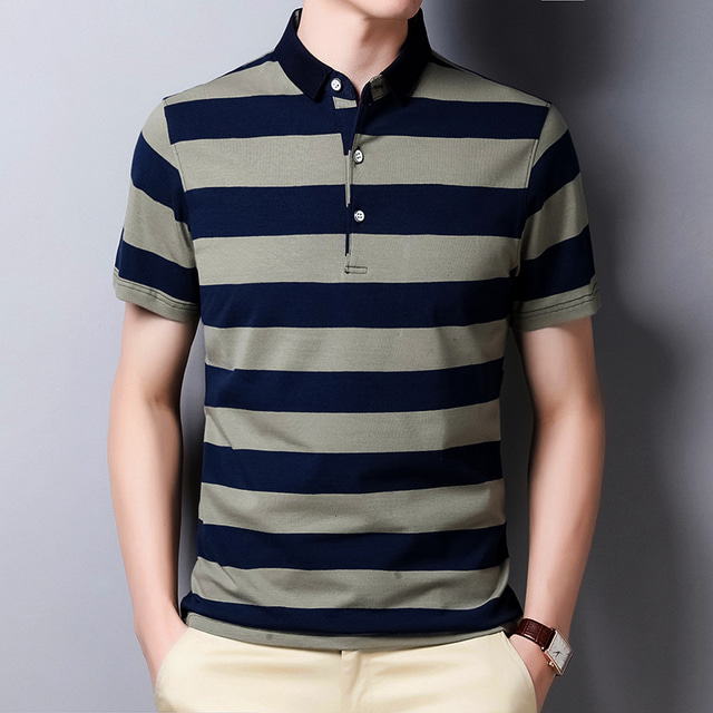  Men's Polo Shirt Golf Shirt Outdoor Street Polo Collar Ribbed Polo Collar Short Sleeve Business Casual Striped Horizontal Stripes Button Front Summer Spring Regular Fit Red Blue Green Polo Shirt