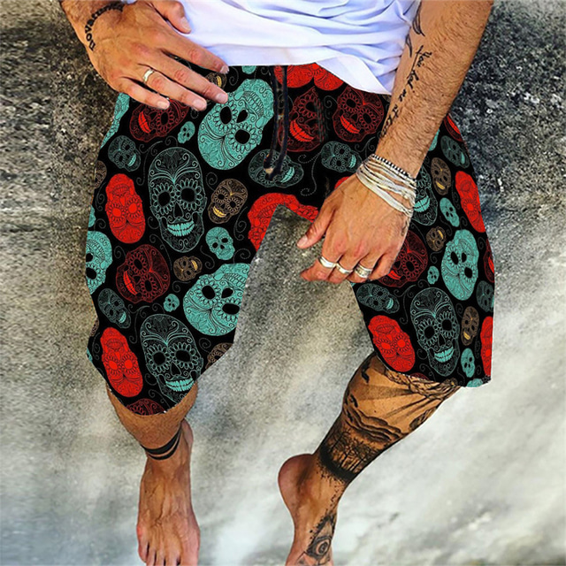  Bărbați Geometric Cranii Dunga Boxeri înot Pantaloni Scurți de Înot Pantaloni Scurti Talie Joasă Casual Hip-Hop În aer liber Zilnic Concediu Imprimeu Picior drept Designer Îmbrăcăminte