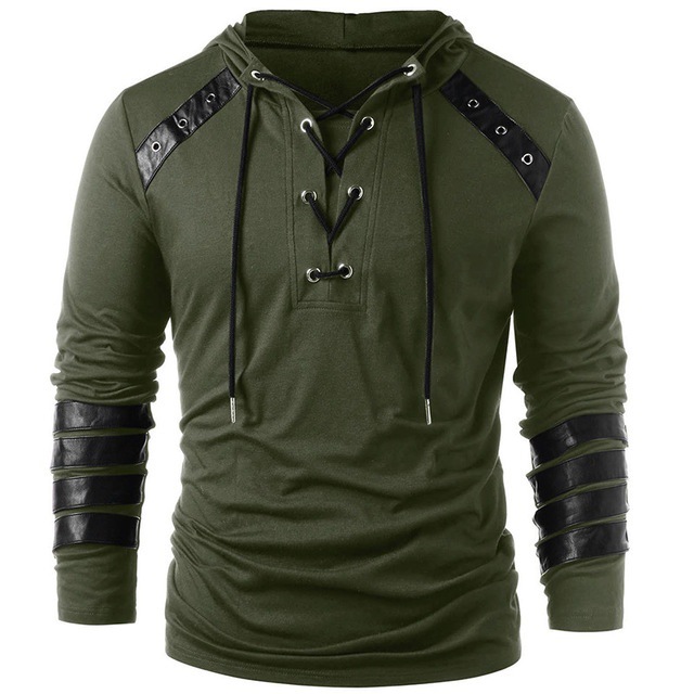  Men's Hoodie Full Zip Hoodie Fleece Hoodie Army Green Hooded Plain Lace up Patchwork Color Block Sports & Outdoor Daily Holiday Vintage Streetwear Casual Fall & Winter Clothing Apparel Hoodies