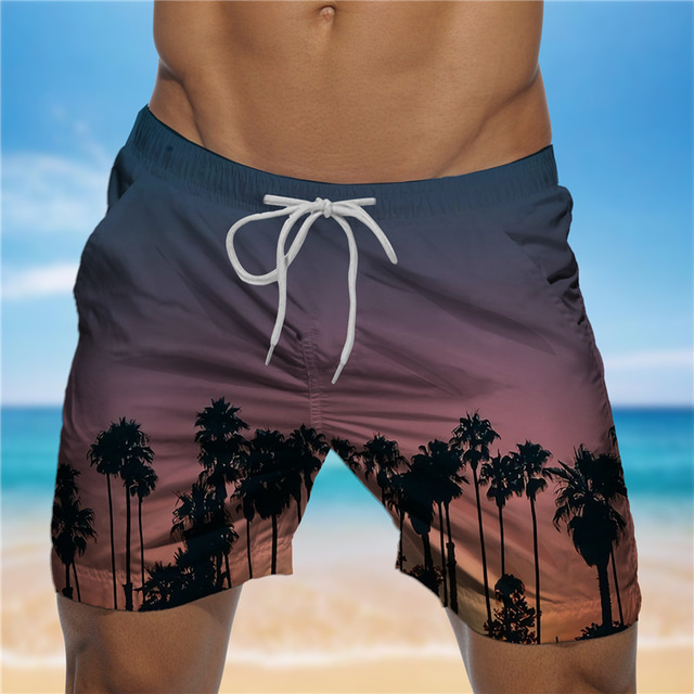  Bărbați Pantaloni Scurți de Înot Boxeri înot Pantaloni Scurti Pantaloni scurți de plajă Cordon Talie elastică Imprimare 3D Grafic Copac Respirabil Uscare rapidă Scurt Casual Zilnic Concediu Boho