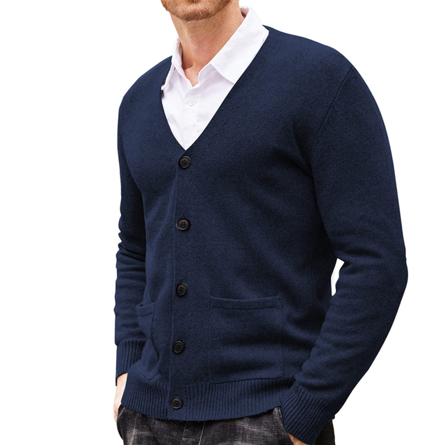  Herre Genser Cardigan Genser Riflet Strikke Strikket عادي V-hals Mote Fritid Sport Dagligdagstøy Klær Vår & Vinter Vinrød Svart M L XL