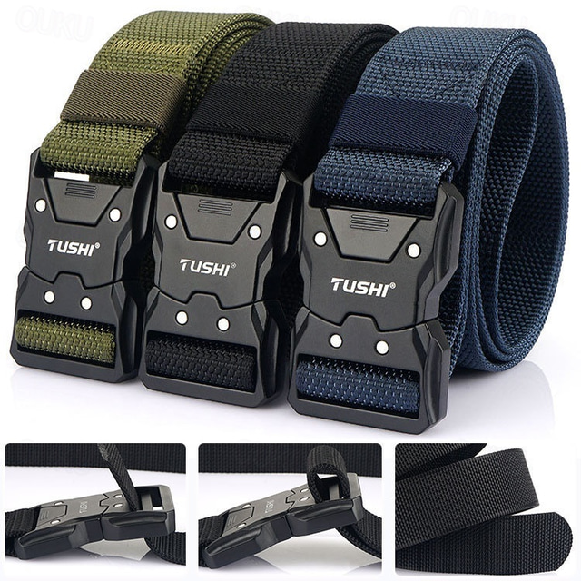  Herr Taktiskt Bälte med metallspänne Nylon ArmyGreen Svart