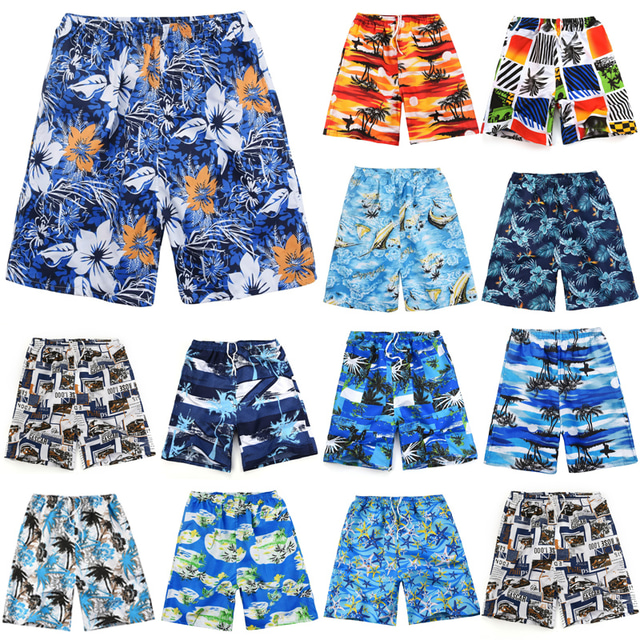 Short De Bain Homme Imprimé Hawaïen - Séchage Rapide - Taille élastiquée - Pour Plage, Surf