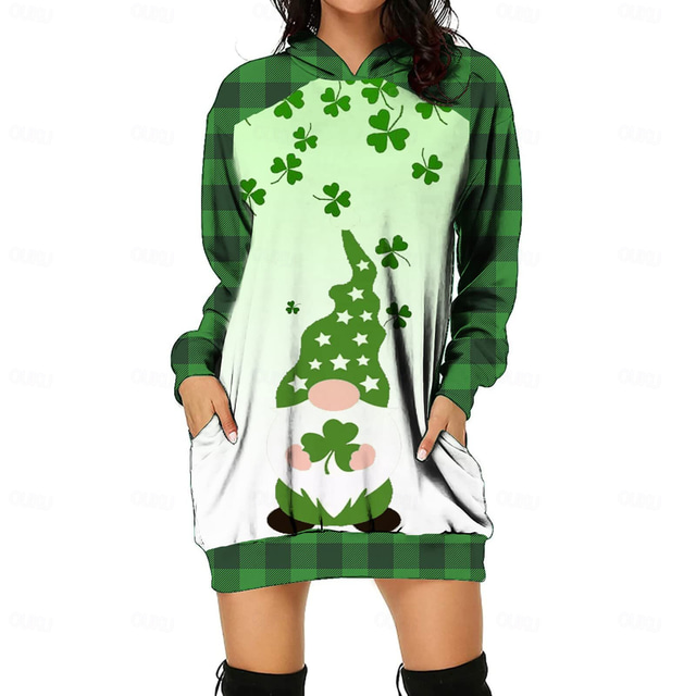  St. Patrick's Day Shamrock Irish Hoodie Front Pocket Hoodie For Women's Adults' 3D Print Casual Daily