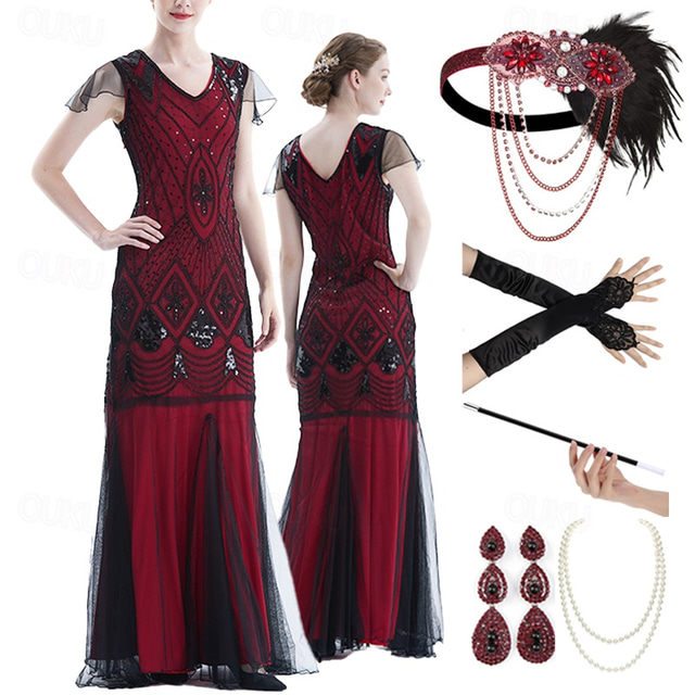  Urlați 20 de ani Anii 1920 Rochie de Cocktail Rochie Flapper Rochii Ținute Gatsby Mărime Plus Size Invitat la nuntă Franjuri Ciucure Pentru femei Carnaval Mascaradă Evenimente / Petrecere Bal