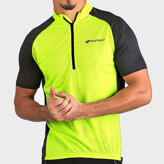  Nuckily Men's Short Sleeve Cycling Jersey Light Yellow Light Green Orange Patchwork Bike Jersey Top Mountain Bike MTB Road Bike Cycling Breathable Quick Dry Ultraviolet Resistant Sports P