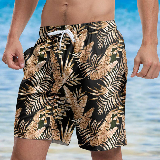  Men's Swim Trunks Swim Shorts Board Shorts Bathing Suit Drawstring with Pockets Swimming Surfing Beach Water Sports Tropical Printed Spring Summer