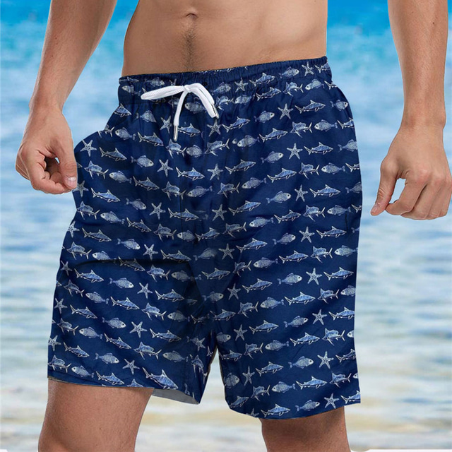  Men's Swim Trunks Swim Shorts Board Shorts Bathing Suit Drawstring with Pockets Swimming Surfing Beach Water Sports Printed Spring Summer