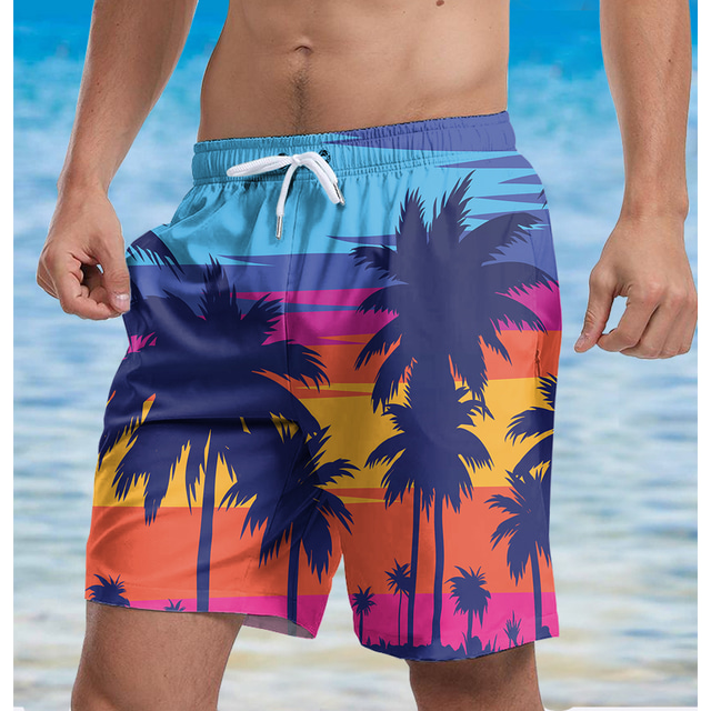  Bărbați Pantaloni Scurti Ușor Uscare rapidă Pantaloni Scurti Surfing Plajă Plisat Gradiant Imprimat Primăvară Vară
