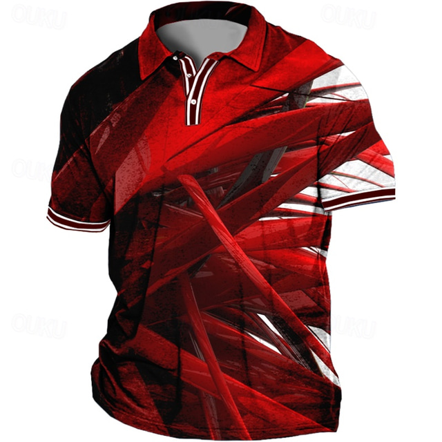  Men's Plus Size Polo Shirt Big and Tall Geometic Turndown Print Short Sleeve Spring & Summer Sports Fashion Streetwear Designer Outdoor Street Tops