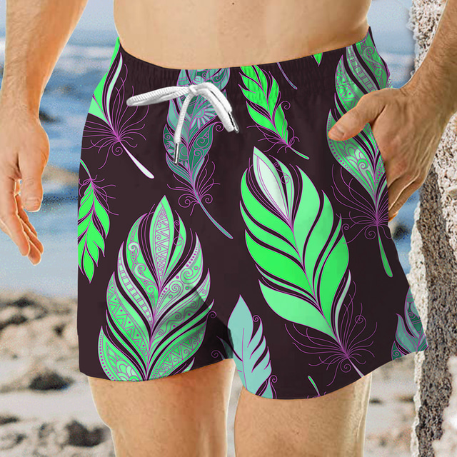  Men's Board Shorts Lightweight Quick Dry Board Shorts Surfing Beach Plaid Gradient Printed Spring Summer