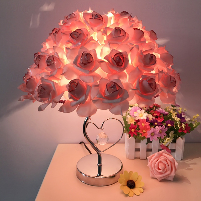  romantická růže květ led stolní lampa valentýnský styl svatební párty pro dívku ložnice noční světlo dekorace dárek sváteční osvětlení