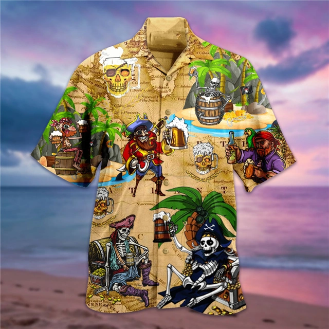 T-shirt Homme Style Médiéval Décontracté - Imprimé élégant, Coupe Ample - Chemise Hawaïenne Inspirée Chasse