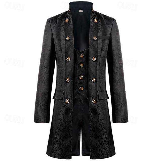  Retro Vintage Punk & Gothic Medieval Coat Masquerade Tailcoat Prince Nobleman Men's Royal Steampunk Carnival Masquerade Party / Evening Adults' Coat
