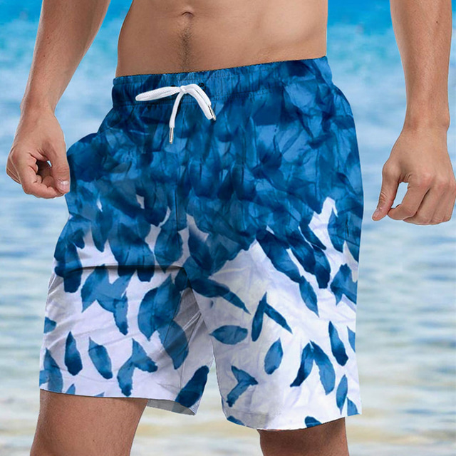  Men's Swim Trunks Swim Shorts Board Shorts Bathing Suit Drawstring with Pockets Swimming Surfing Beach Water Sports Printed Spring Summer