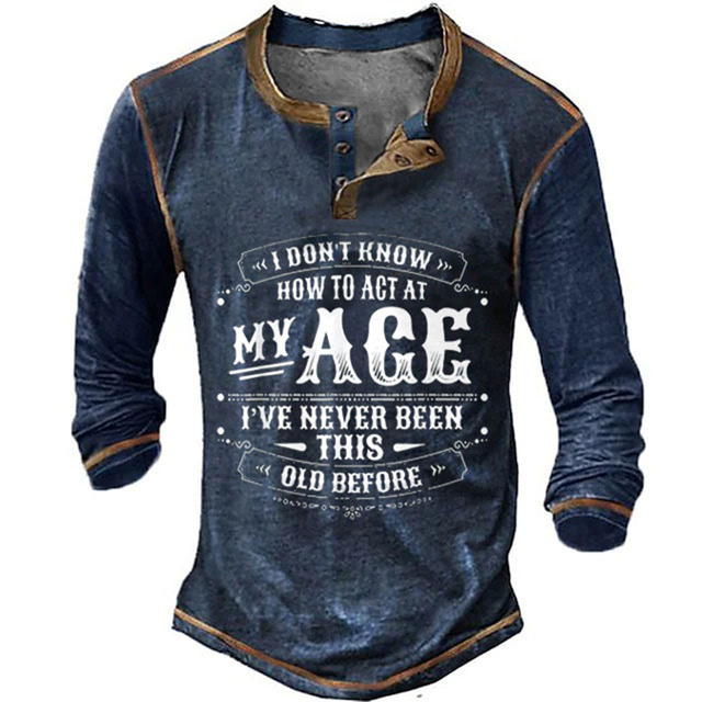  Bărbați Grafic Scrisă Cămașă Henley Tricouri Manșon Lung Tipărire 3D Modă Designer Comfortabil În aer liber Casual Zilnic Primăvara & toamnă Negru Albastru Verde Cafea Henley Tricou Henley