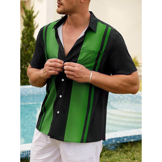  Homens Camisa Social Camisa havaiana Coqueiro Estampas Abstratas Aberto para a Lateral Azul Roxo Verde Ao ar livre Rua Manga Curta Botão para baixo Imprimir Roupa Tropical Moda Havaiana Designer