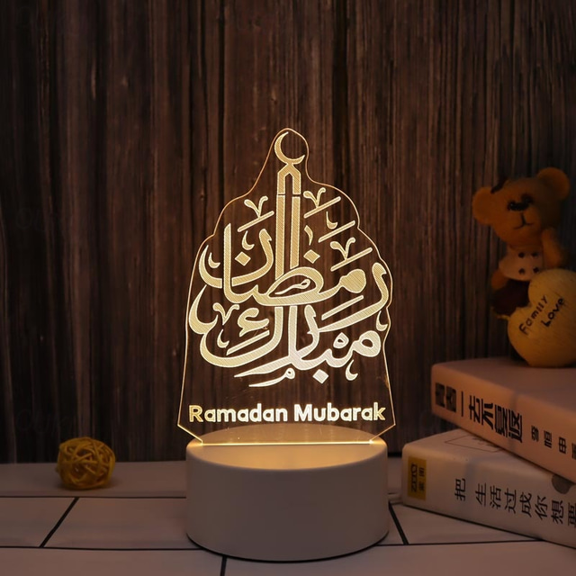  eid mubarak 3d noční světelné dekorace akrylové led islámské muslimské ramadánové festivalové potřeby pro domácí dekorace noční lampa dekorace ložnice