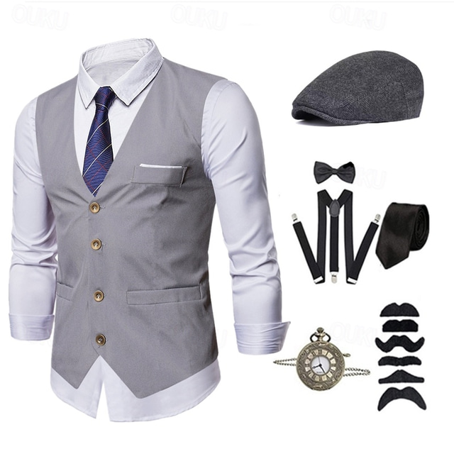  Acessórios para chapéu colete dos anos 1920 set the great gatsby gravata borboleta clássica dos anos 20 fantasia masculina vintage cosplay coquetel casamento